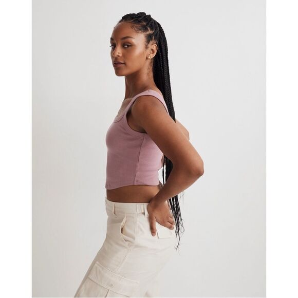 NWT Madewell The Tailored Crop Tank in Sleekhold in Pink - Picture 2 of 9